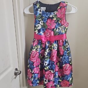 Bonnie Jean Vibrant Pink and Blue Floral Dress